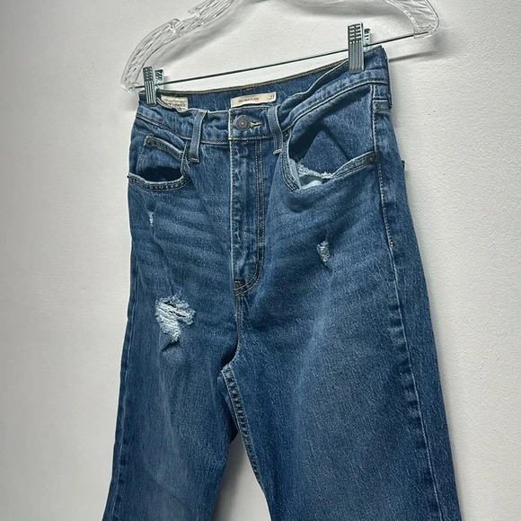Levis Denim Jeans 70s High Rise Flare Leg Distressed Blue 31" Women's Size 27 - Picture 3 of 9